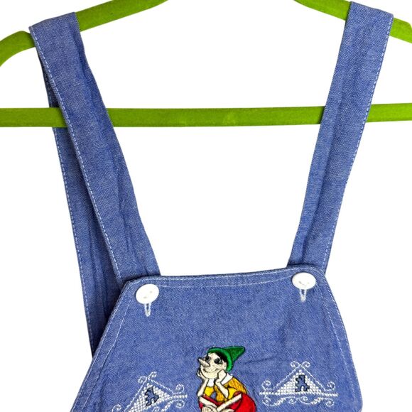 Artigianato Ricami Unisex Faux denim embroidered shorts overalls Size 2 - Picture 7 of 14